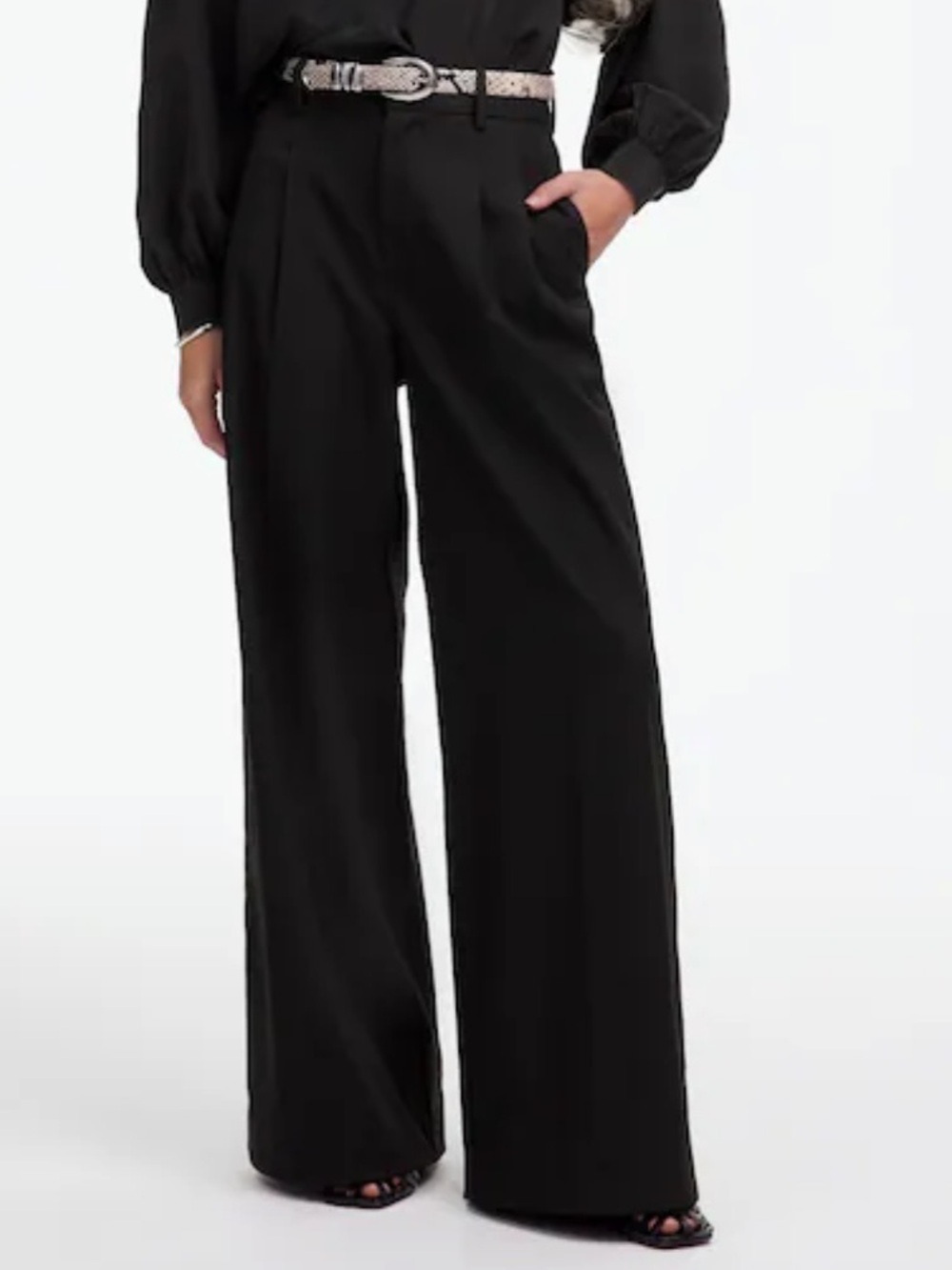Madewell The Petite Harlow Superwide-Leg Trouser Brushed Twill Black size 8P 10P
